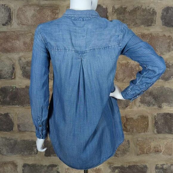 American Eagle Outfitter chambray‎ long sleeve blouse size XS - Picture 6 of 12